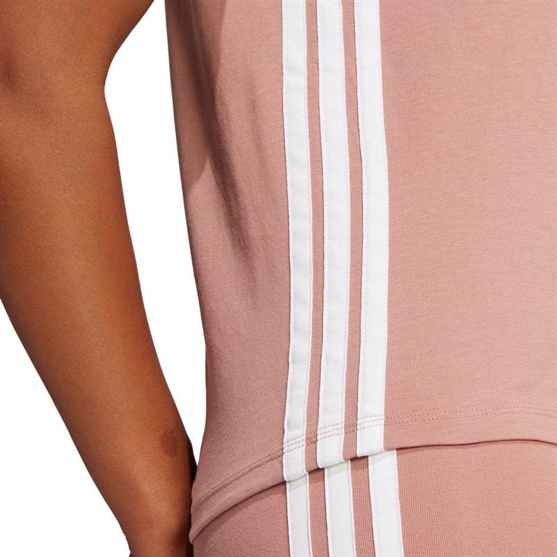 adidas Dame Essentials 3 striber T shirt Warm Clay/Hvid - Billede 4