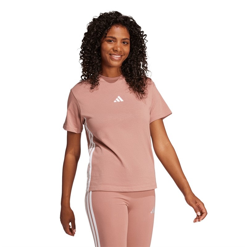 adidas Dame Essentials 3 striber T shirt Warm Clay/Hvid - Billede 5