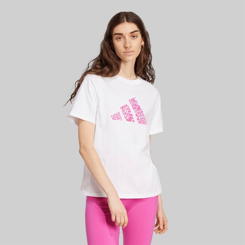 adidas Dame Camo Grafik T-shirt Hvid - Billede 1