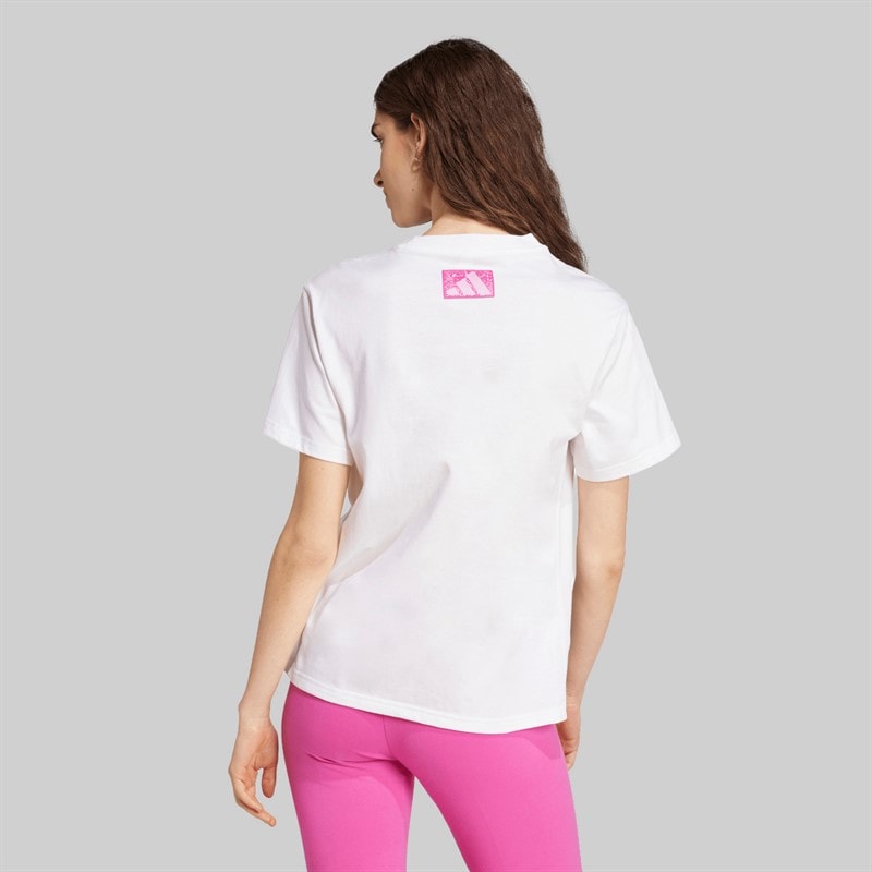 adidas Dame Camo Grafik T-shirt Hvid - Billede 2