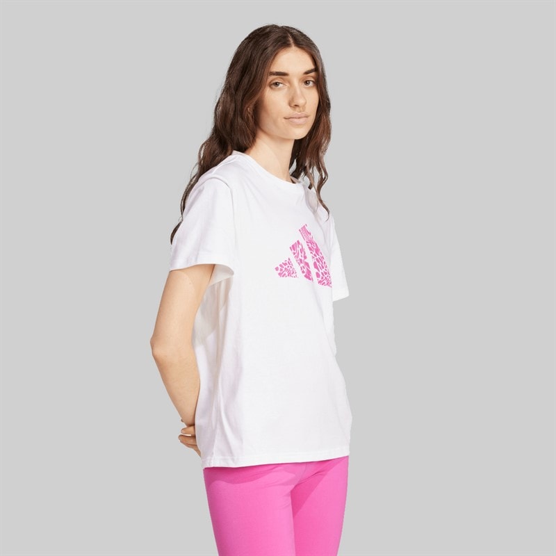 adidas Dame Camo Grafik T-shirt Hvid - Billede 3