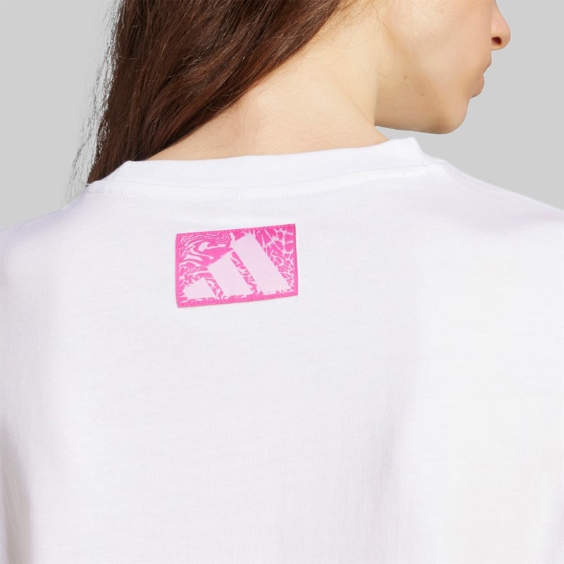 adidas Dame Camo Grafik T-shirt Hvid - Billede 4