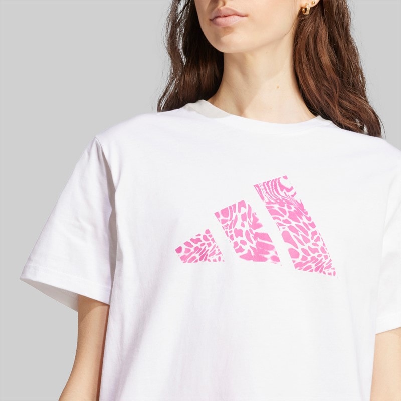 adidas Dame Camo Grafik T-shirt Hvid - Billede 5