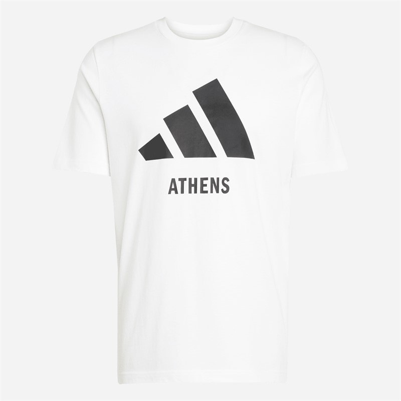 adidas Herre Logo Athen T Shirt Hvid