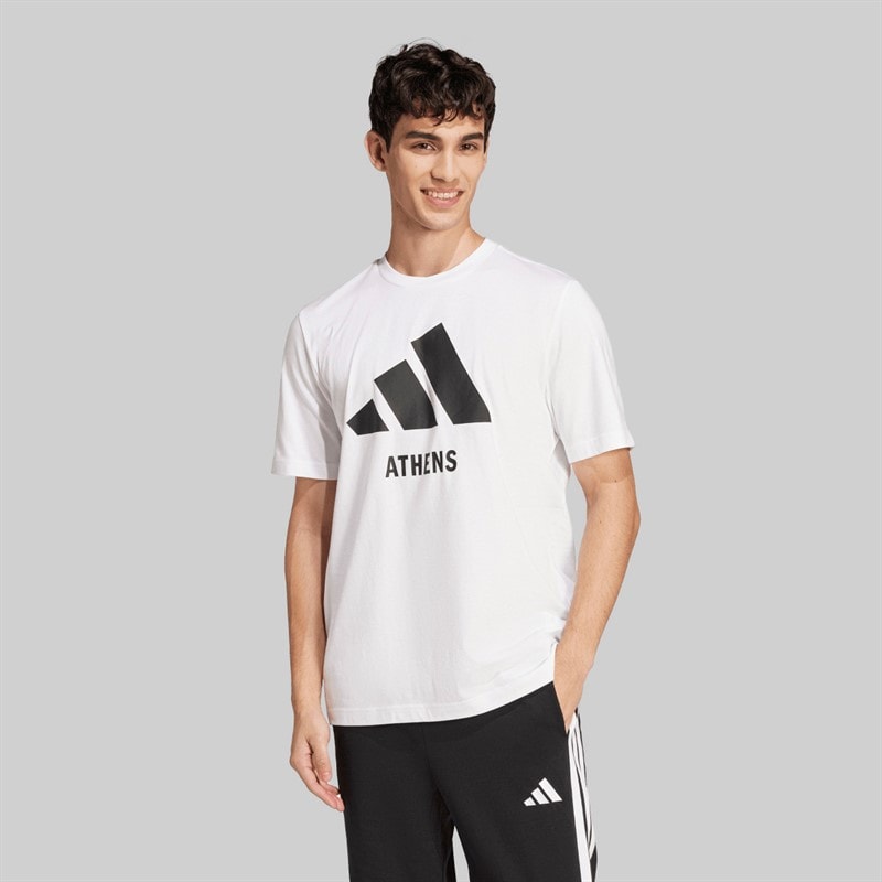 adidas Herre Logo Athen T Shirt Hvid - Billede 2