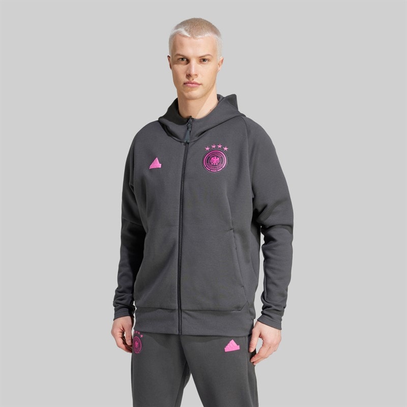 adidas Herre DFB Tyskland 24 Travel Fuld Lynlås Hættetrøje Carbon - Billede 1