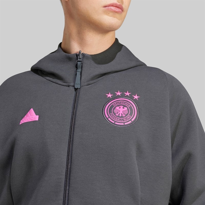 adidas Herre DFB Tyskland 24 Travel Fuld Lynlås Hættetrøje Carbon - Billede 3
