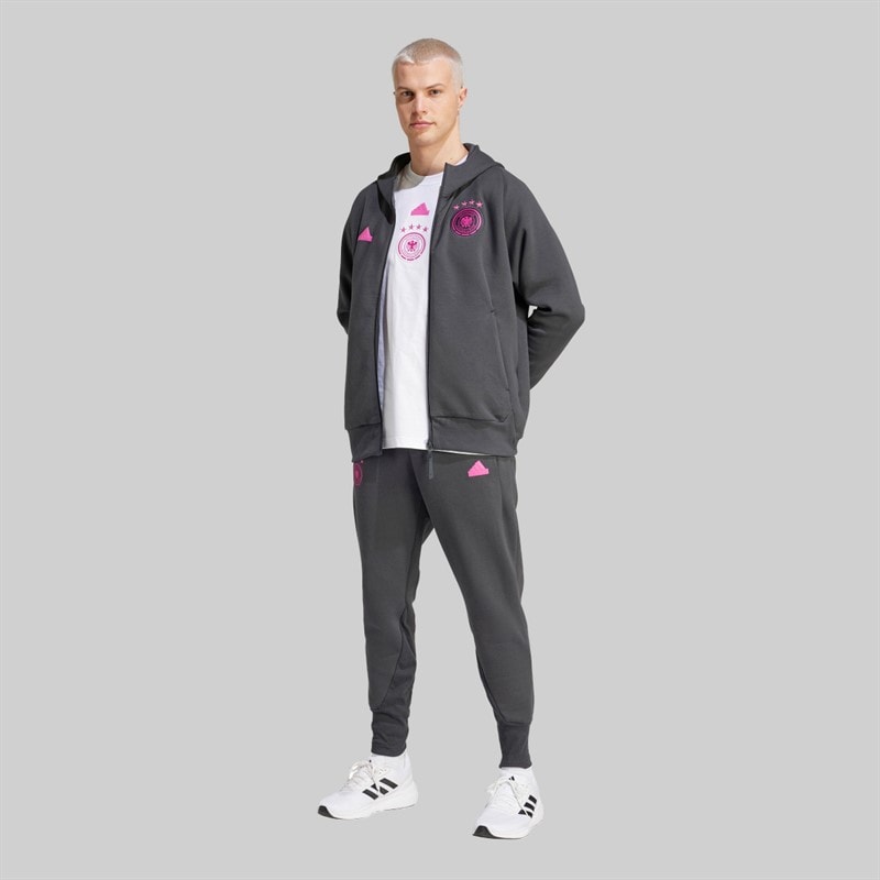 adidas Herre DFB Tyskland 24 Travel Fuld Lynlås Hættetrøje Carbon - Billede 5