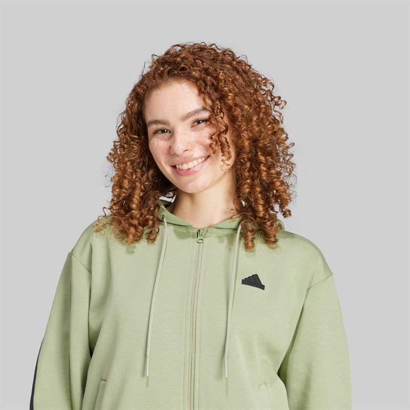 adidas Dame Future Icons 3-Strips Full Zip Hættetrøje Tent Green - Billede 3