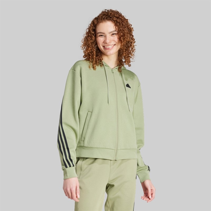 adidas Dame Future Icons 3-Strips Full Zip Hættetrøje Tent Green - Billede 5