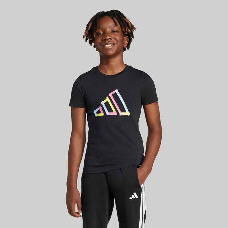 adidas Junior Drenge tech logo grafik t-shirt Sort - Billede 2