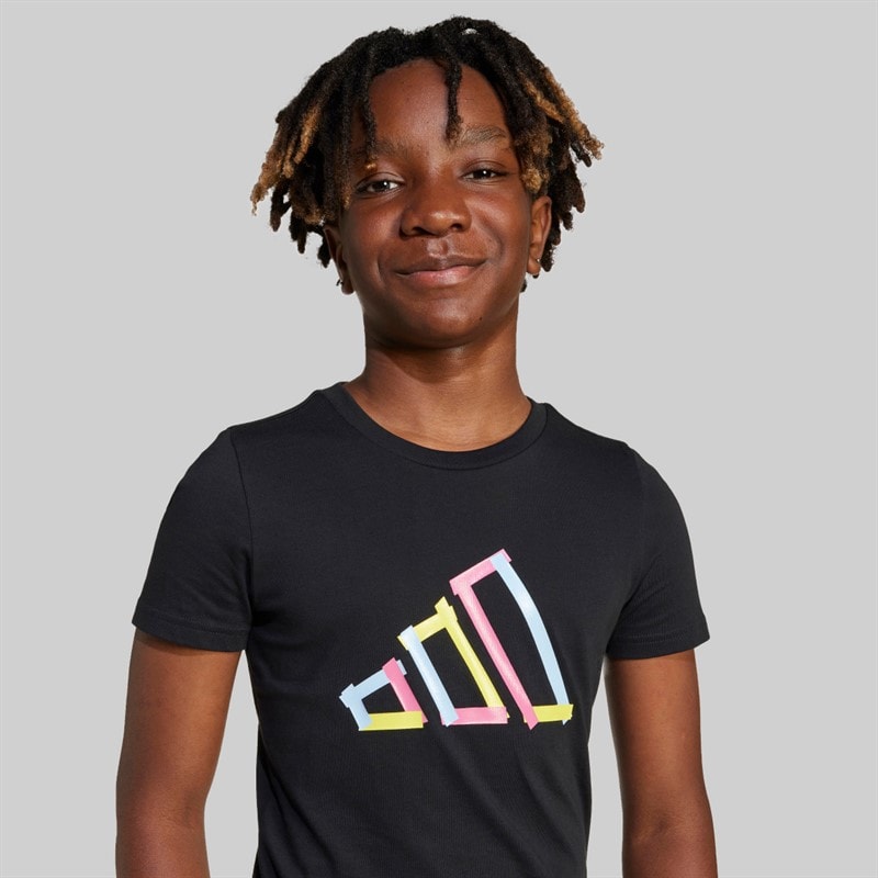 adidas Junior Drenge tech logo grafik t-shirt Sort - Billede 4