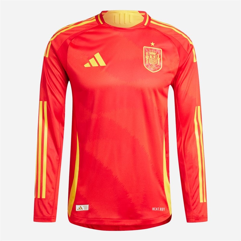 adidas Herre FEF Spanien 23/24 Authentic Hjem Lange Ærmer Trøje Better Scarlet - Billede 1