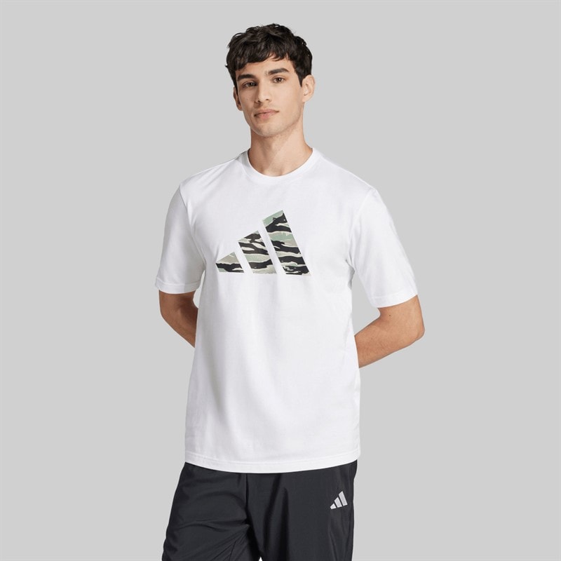 adidas Herre Codes Camo Grafisk T Shirt Hvid - Billede 1