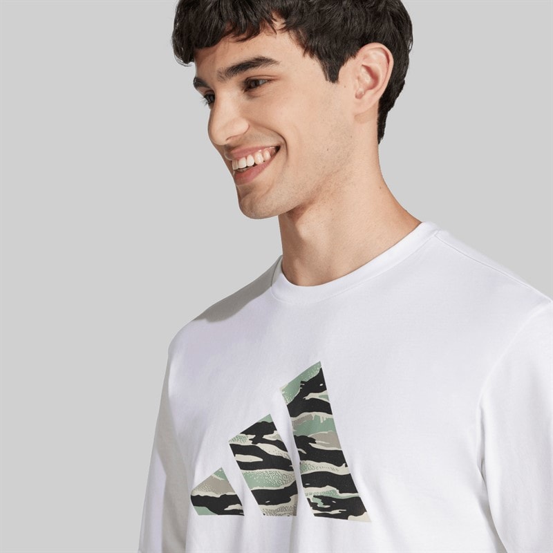 adidas Herre Codes Camo Grafisk T Shirt Hvid - Billede 3
