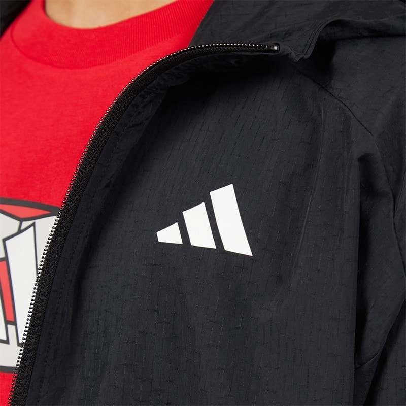adidas Junior Drenge Future Icons 3 striber vævet træningsjakke Sort/Hvid - Billede 3