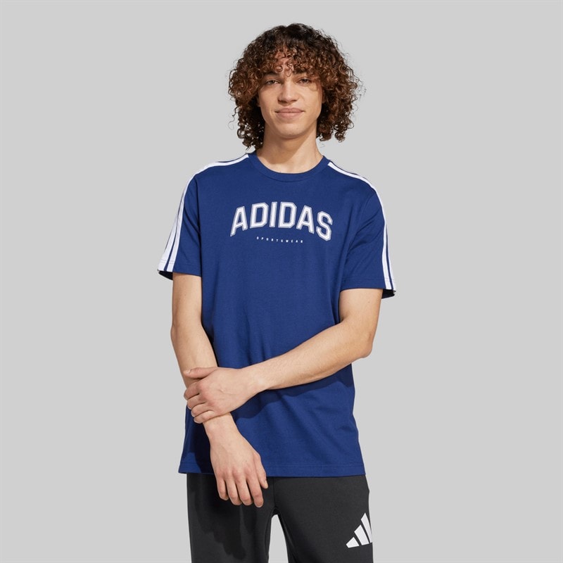adidas Herre Codes Collegiate Lineær Grafisk T-shirt Dark Blue - Billede 2