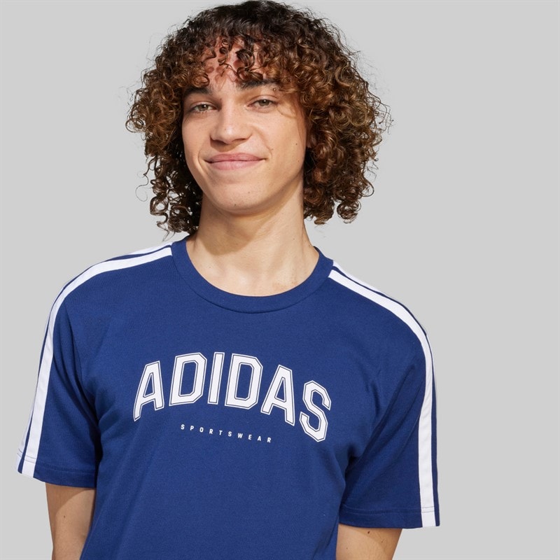 adidas Herre Codes Collegiate Lineær Grafisk T-shirt Dark Blue - Billede 4