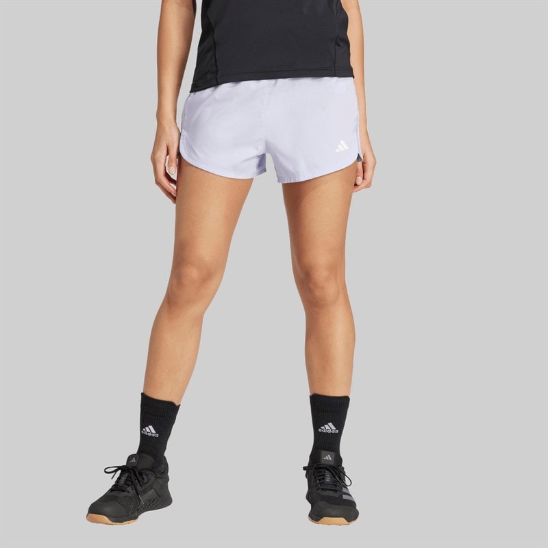 adidas Dame Pacer Trænings 3 striber vævede shorts med høj talje Violet Tone/Hvid