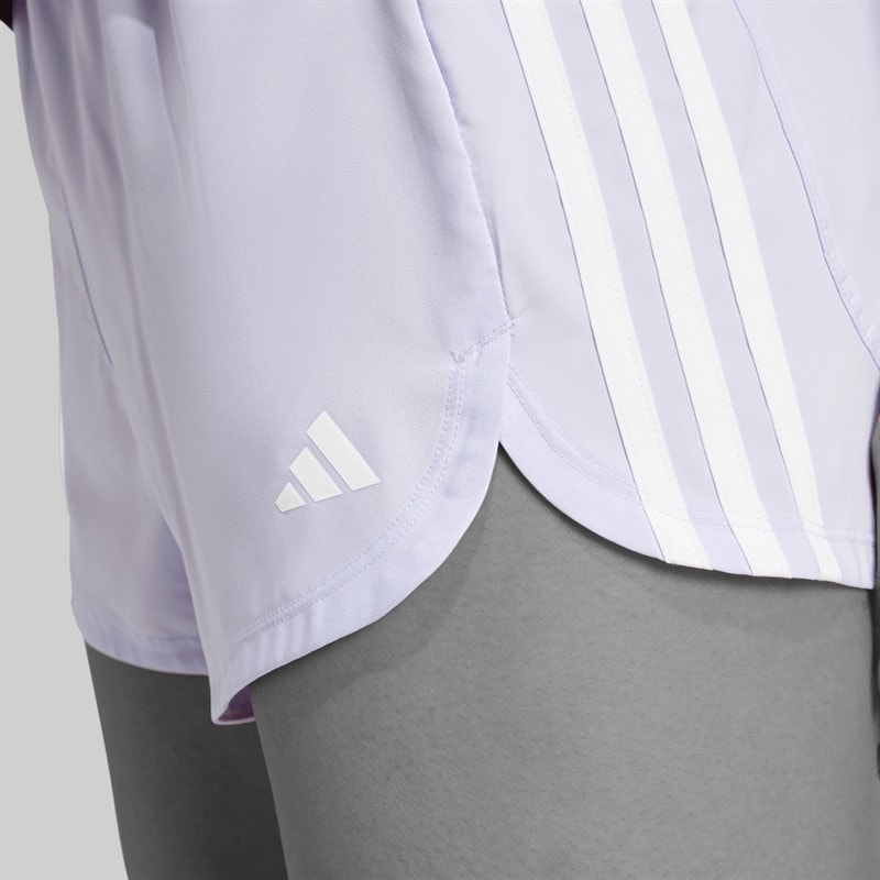 adidas Dame Pacer Trænings 3 striber vævede shorts med høj talje Violet Tone/Hvid - Billede 3