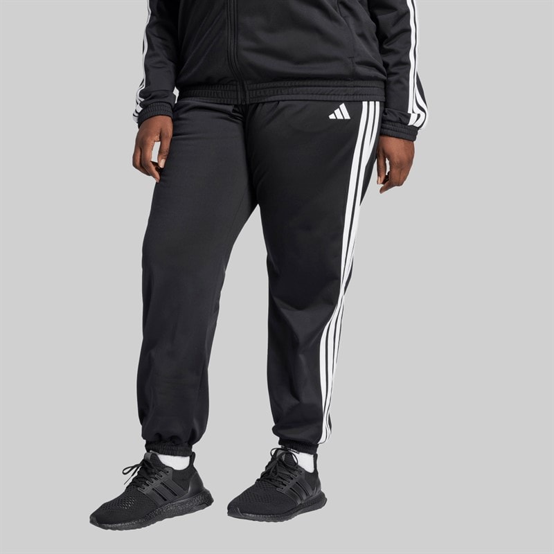 adidas Kvinder Plus Size Tricot 3 striber træningsbukser Sort/Hvid