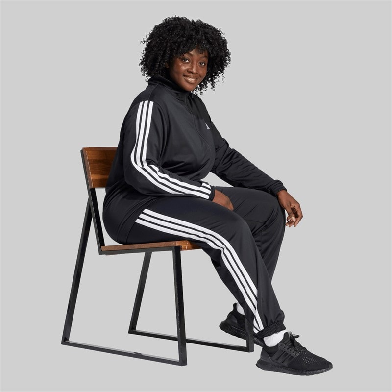 adidas Kvinder Plus Size Tricot 3 striber træningsbukser Sort/Hvid - Billede 5