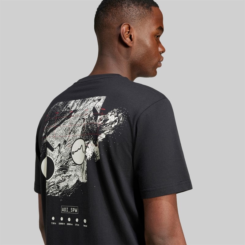 adidas Herre City Escape Space Grafisk T-shirt Sort - Billede 4