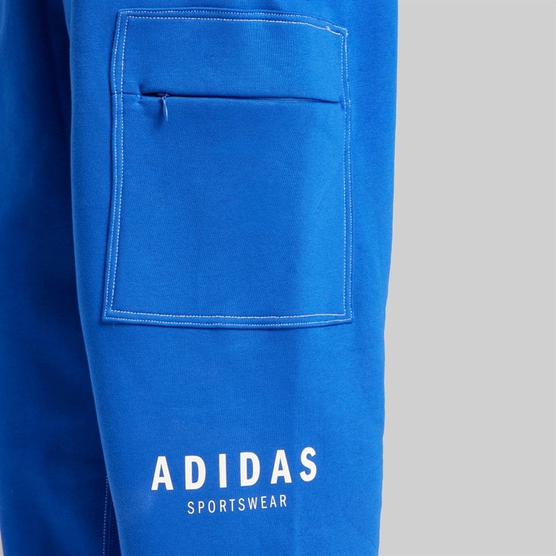 adidas Herre fleece afslappede cargobukser hele sæsonen Royal Blue/Off White - Billede 3