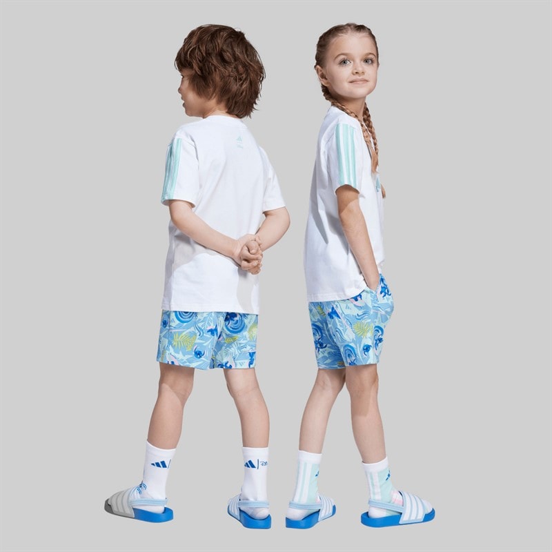 adidas Børn X Disney Lilo Og Stitch T Shirt Og Shorts Sæt Hvid/Semi Flash Aqua - Billede 2