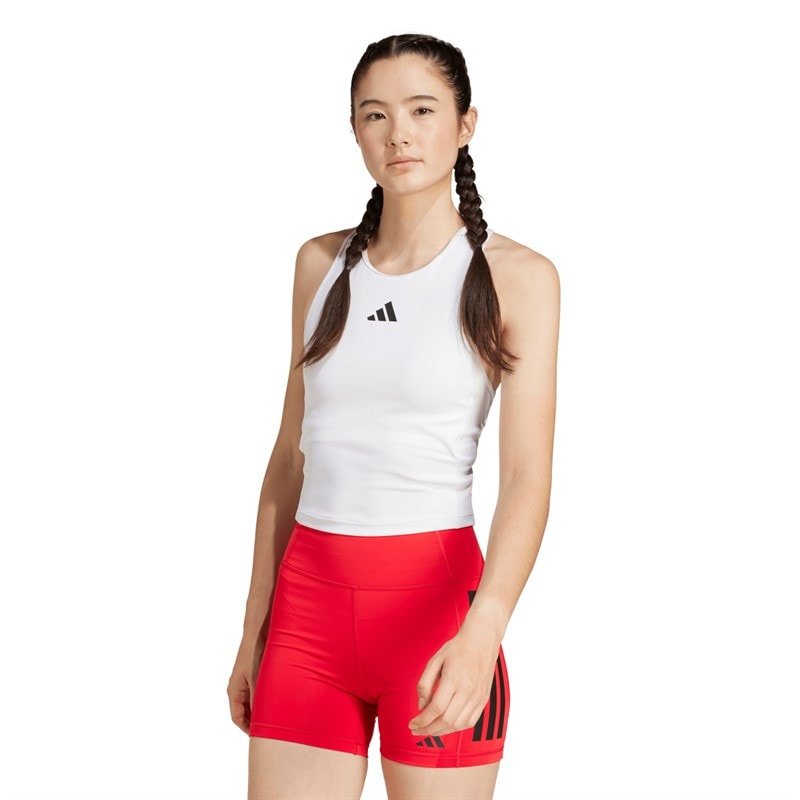 adidas Dame Power 3 Striber Racerback Tanktop Hvid - Billede 1