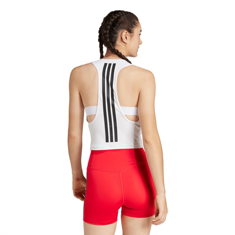 adidas Dame Power 3 Striber Racerback Tanktop Hvid - Billede 2