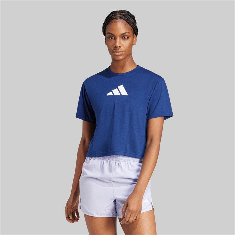 adidas Dame workout T-shirt med stort logo Dark Blue - Billede 1
