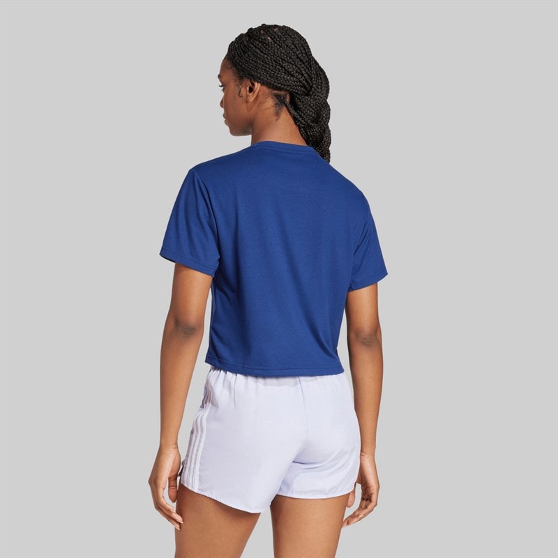 adidas Dame workout T-shirt med stort logo Dark Blue - Billede 2