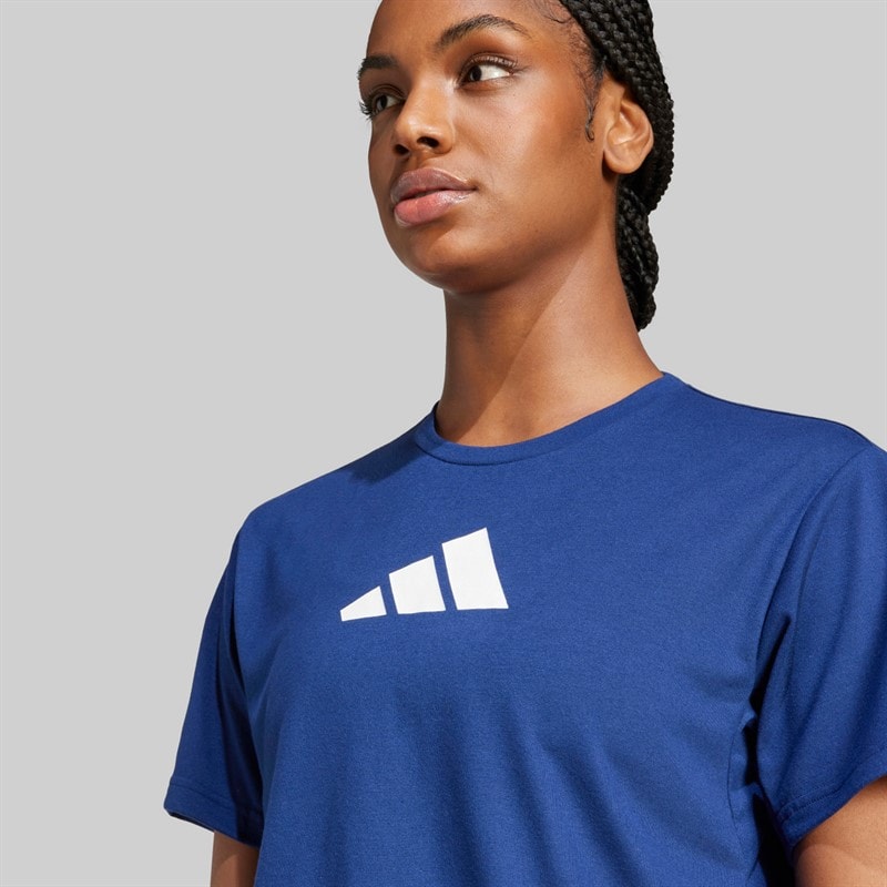 adidas Dame workout T-shirt med stort logo Dark Blue - Billede 3