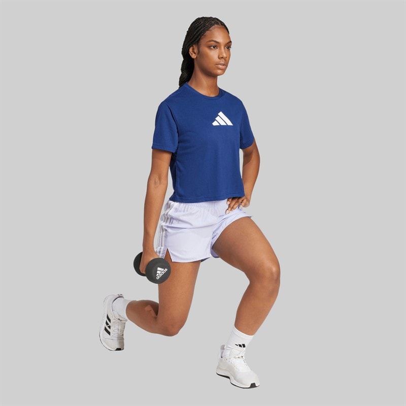 adidas Dame workout T-shirt med stort logo Dark Blue - Billede 5