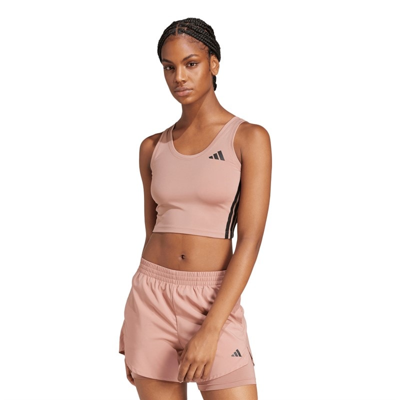 adidas Dame Train Essentials 3-Stripes Cropped Tank Top Warm Clay/Sort - Billede 1