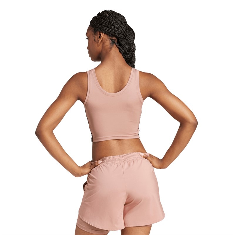 adidas Dame Train Essentials 3-Stripes Cropped Tank Top Warm Clay/Sort - Billede 2