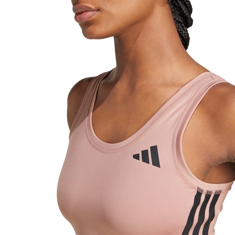 adidas Dame Train Essentials 3-Stripes Cropped Tank Top Warm Clay/Sort - Billede 3