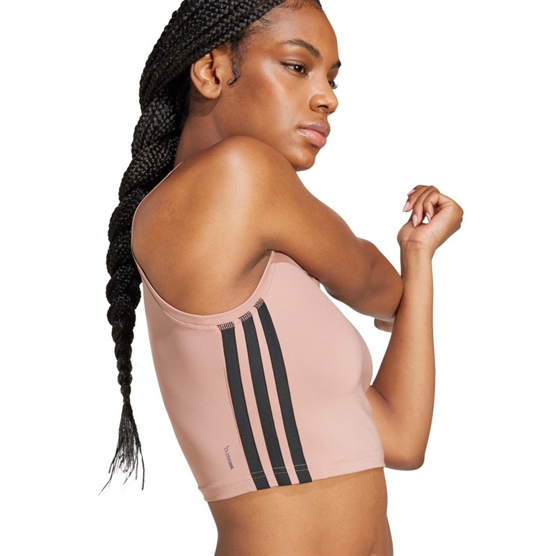 adidas Dame Train Essentials 3-Stripes Cropped Tank Top Warm Clay/Sort - Billede 4