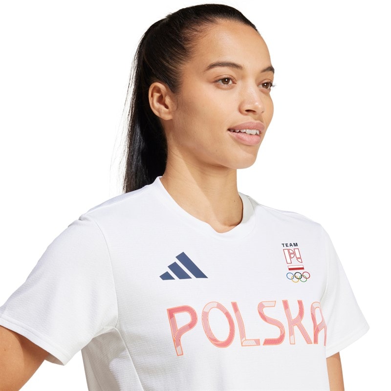 adidas Dame Team Polen Olympisk Trænings T-shirt Hvid - Billede 3