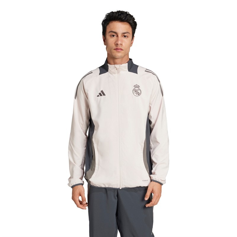 adidas Herre RMCF Real Madrid 24/25 Europæisk Trænings Præsentations Jakke Putty Mauve/Dark Grey/Charcoal - Billede 1