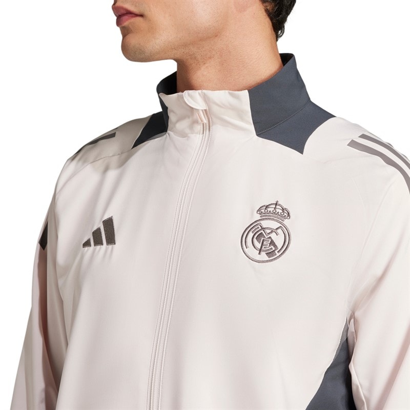 adidas Herre RMCF Real Madrid 24/25 Europæisk Trænings Præsentations Jakke Putty Mauve/Dark Grey/Charcoal - Billede 3