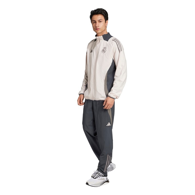 adidas Herre RMCF Real Madrid 24/25 Europæisk Trænings Præsentations Jakke Putty Mauve/Dark Grey/Charcoal - Billede 5