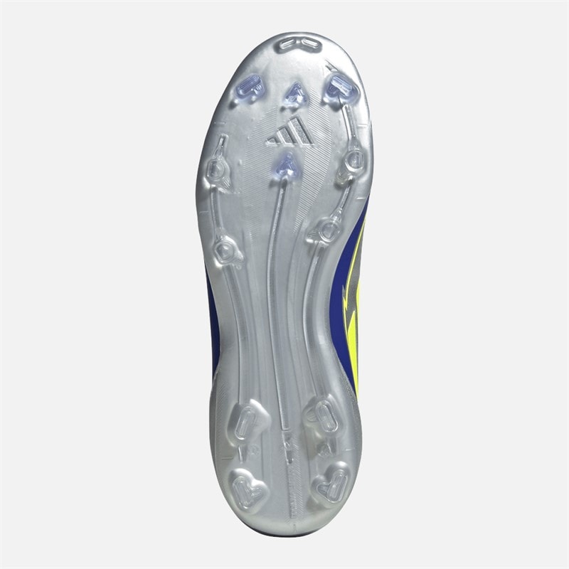 adidas Junior F50 Liga Messi FG/MG Fast/multi Grund Fodboldstøvler Silver Metallic/Solar Yellow/Lucid Blue - Billede 2
