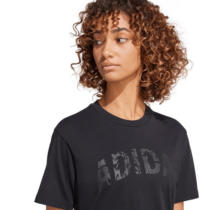 adidas Dame camouflage print logo t shirt Sort - Billede 3
