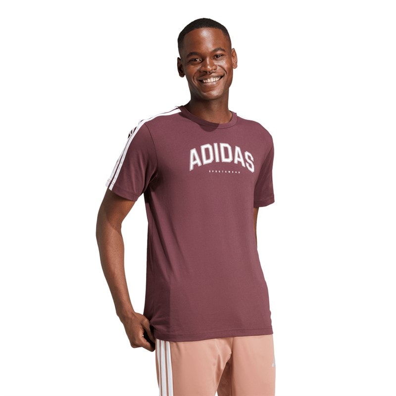 adidas Herre Codes College Lineært Grafik T-shirt Aurora Ruby - Billede 3