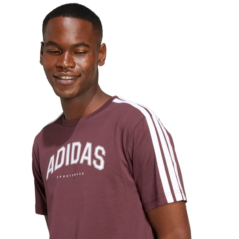 adidas Herre Codes College Lineært Grafik T-shirt Aurora Ruby - Billede 5