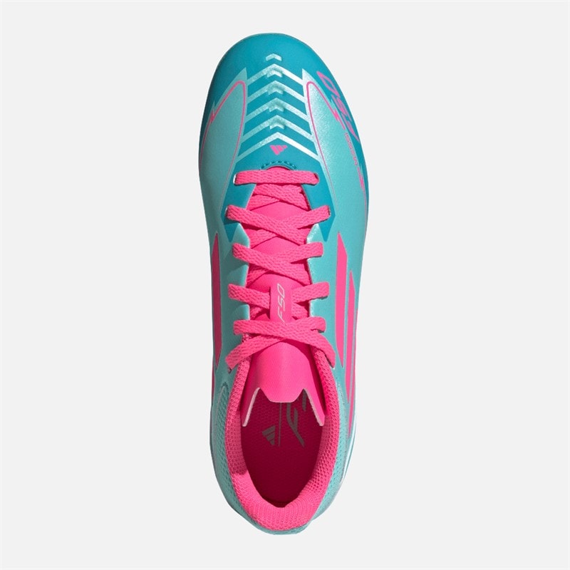 adidas Junior F50 Liga Messi FG/MG Fast/multi Grund Fodboldstøvler Flash Aqua/Lucid Pink/Lucid Cyan - Billede 3