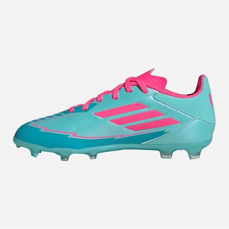 adidas Junior F50 Liga Messi FG/MG Fast/multi Grund Fodboldstøvler Flash Aqua/Lucid Pink/Lucid Cyan - Billede 4