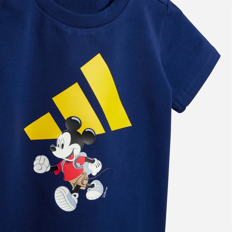 adidas Børne X Disney Mickey Mouse T-shirt og shorts sæt Dark Blue/Crew Yellow - Billede 2